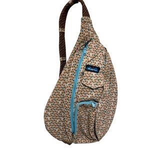 Kavu Tan & Light Blue Geometric Rope Sling Bag